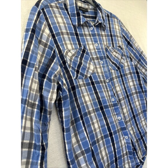 Lane Bryant Shirt Blue Plaid Flannel Roll Tab Long Sleeve Button Up Top Size 22 - Picture 1 of 12